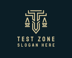 Justice Scale Legal Letter T logo design