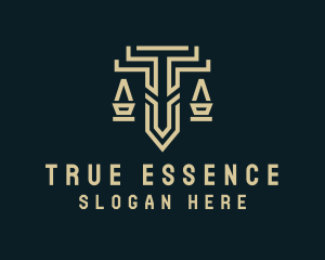 Justice Scale Legal Letter T logo design