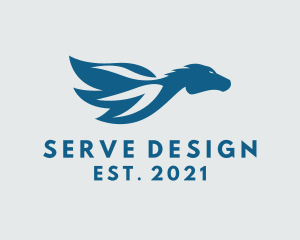 Blue Mythical Pegasus  logo design