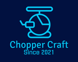 Blue Helicopter Outline logo design