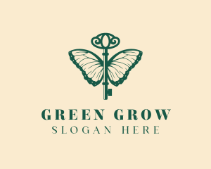 Green Butterfly Key logo design