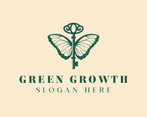 Green Butterfly Key logo design