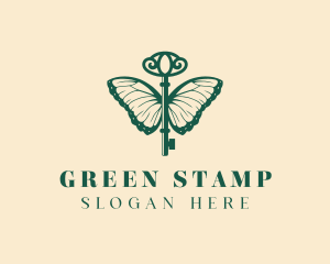 Green Butterfly Key logo design