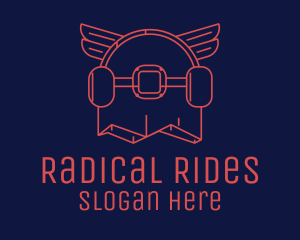 Red Skateboard Wings logo design