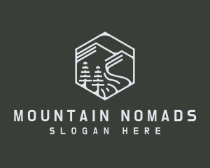 Abstract Mountain River Badge logo design