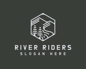 Abstract Mountain River Badge logo design