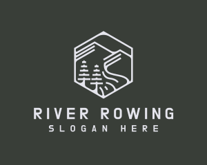 Abstract Mountain River Badge logo design