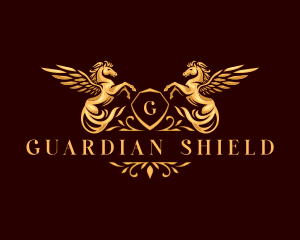 Pegasus Shield Ornament logo design