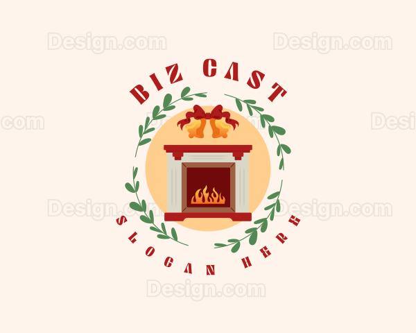 Christmas Holiday Fireplace Logo