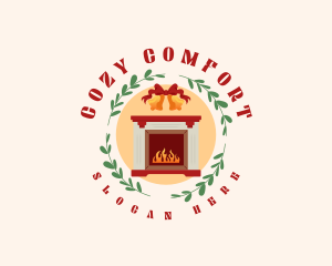 Christmas Holiday Fireplace logo design