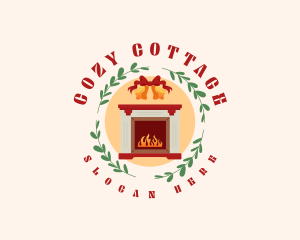 Christmas Holiday Fireplace logo design