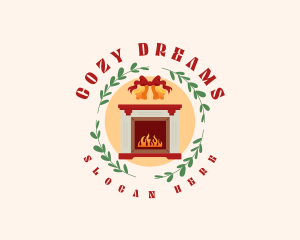 Christmas Holiday Fireplace logo design