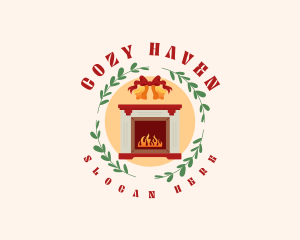 Christmas Holiday Fireplace logo design