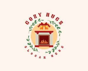 Christmas Holiday Fireplace logo design