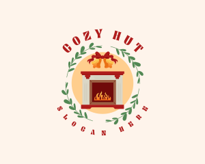 Christmas Holiday Fireplace logo design