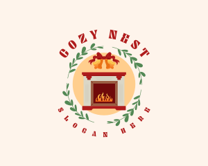 Christmas Holiday Fireplace logo design