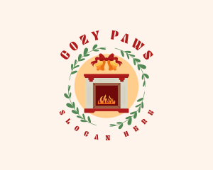 Christmas Holiday Fireplace logo design