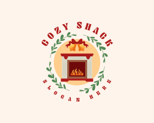 Christmas Holiday Fireplace logo design