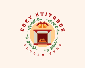 Christmas Holiday Fireplace logo design