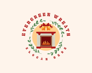 Christmas Holiday Fireplace logo design