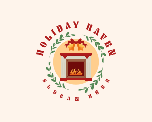 Christmas Holiday Fireplace logo design