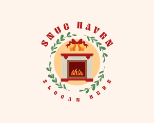 Christmas Holiday Fireplace logo design