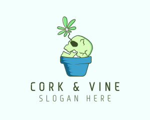 Skull Flower Pot logo design