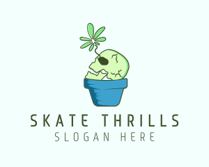 Skull Flower Pot logo design