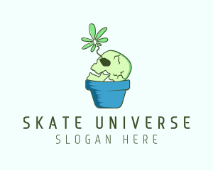 Skull Flower Pot logo design