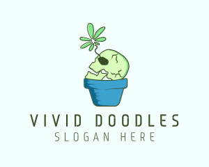 Skull Flower Pot logo design