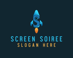 Blue Rocket Letter S logo design