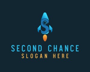 Blue Rocket Letter S logo design