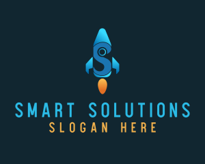 Blue Rocket Letter S logo design