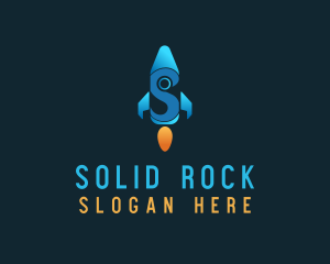 Blue Rocket Letter S logo design