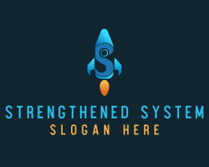 Blue Rocket Letter S logo design