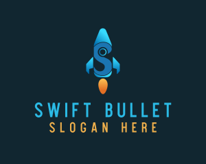 Blue Rocket Letter S logo design