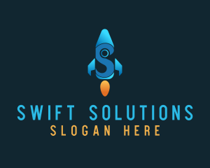 Blue Rocket Letter S logo design