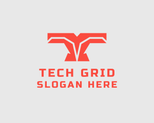 Cyber Tech Letter T logo design