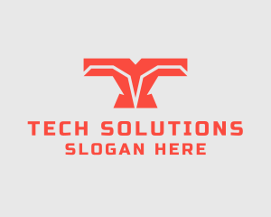 Cyber Tech Letter T logo design