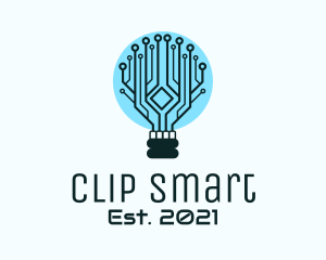 Cyber Circuit Bulb  logo design