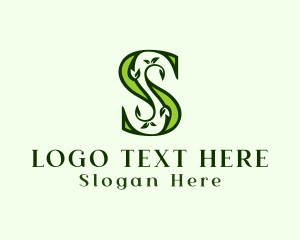 Green Plant Letter S logo