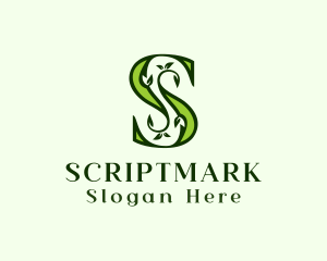 Green Plant Letter S logo design