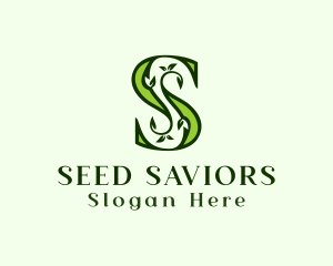 Green Plant Letter S logo design