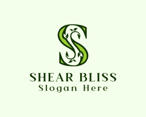 Green Plant Letter S logo design