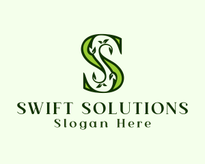 Green Plant Letter S logo design