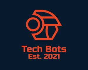 Red Cyborg Robot  logo design