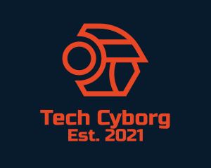 Red Cyborg Robot  logo design