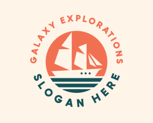 Sailing Caravel Ship logo design