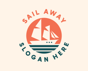 Sailing Caravel Ship logo design