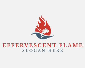 Fish Seafood Flame Grill  logo design